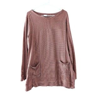 Poetry Orange and Brown Striped Hemp Blend Pullover Sweater Womens Sz 12